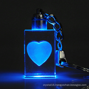 Crystal Glass 3D Laser Keychain for Gift